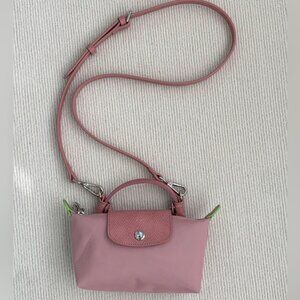 NEW Hot Pink Longchamp Original Mini Handbag Canvas Crossbody Makeup XS